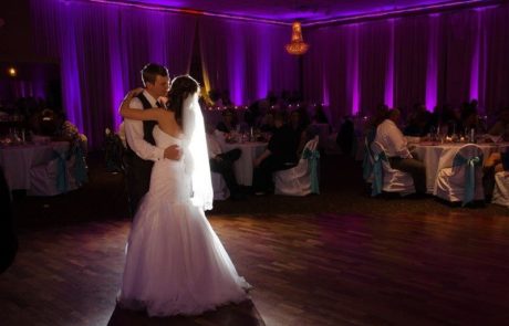 Michigan Wedding DJ first dance with purple uplighting for rent in Michigan