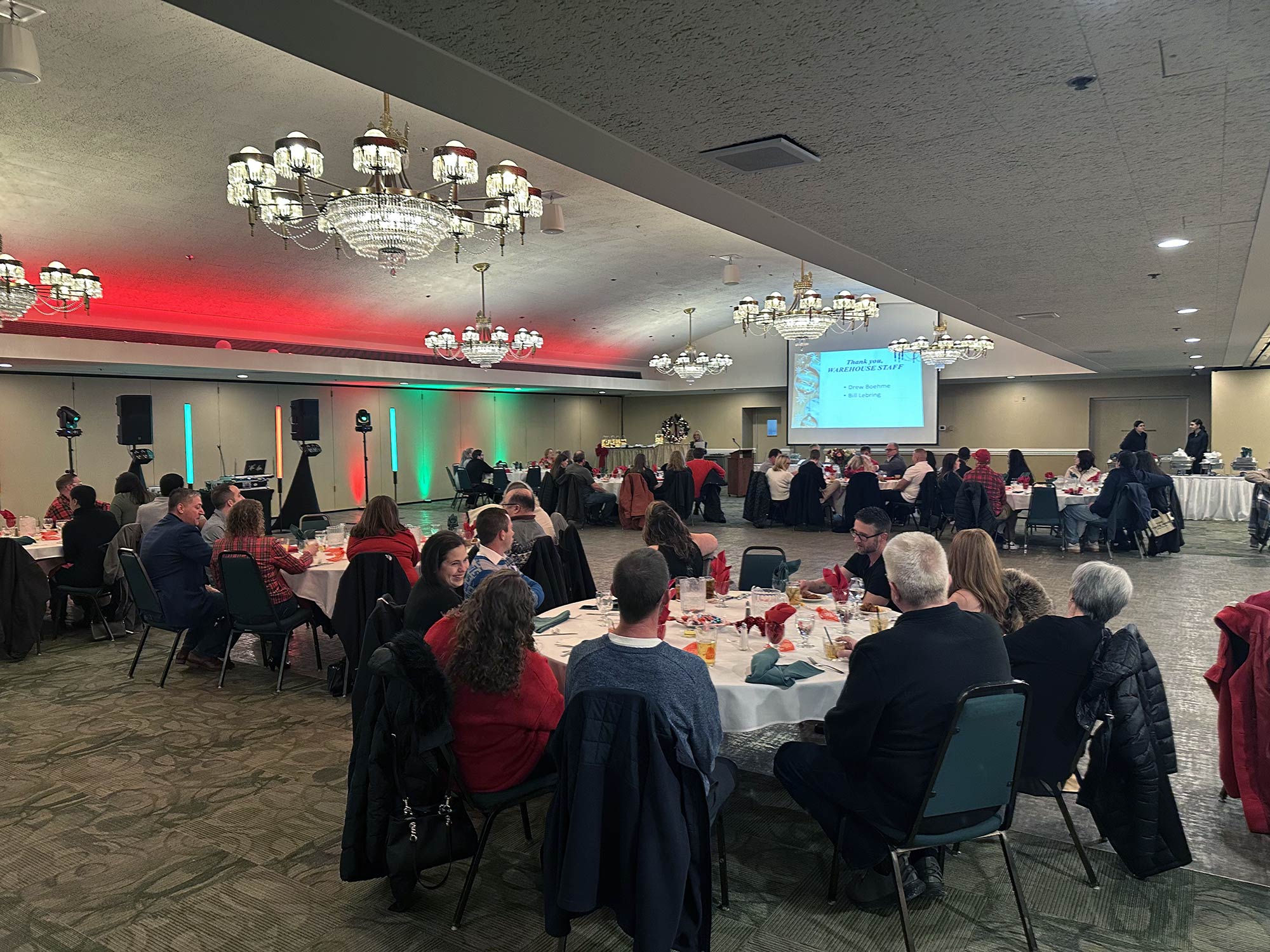 michigan-corporate-holiday-party-dj-event Corporate event DJ with uplighting and professional sound in a Michigan venue